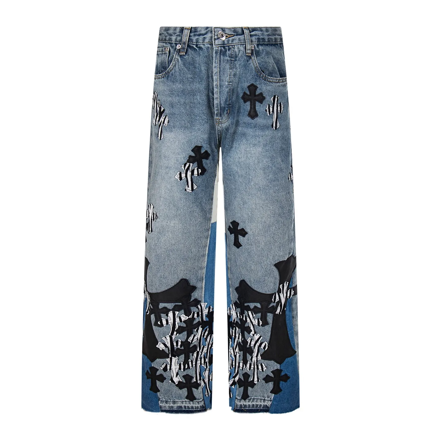 💰280 GALLERY DEPT & Chrome hearts Washed jeans with large logo and devil multi-label cross, truly restore the ultimate vintage texture, three-dimensional version, loose and comfortable, not picky about the figure, taller and slimmer, factory-made, original quality control, same style for men and women, can be matched with couples, versatile recommendation, must-have jeans for all seasons, fashionable people have been disappointed. From the quality selection of fabrics, the tailoring of details, and the matching of patterns, they are all impeccable! The upper body is so handsome when worn...it can be easily worn by men, women and children! The craftsmanship is made of heavy-duty washed pure cotton denim fabric. After washing, it is soft and thick. It is very stylish when worn on the body. Style number: 1756 Color: blue Size: 28 30 32 34 36
